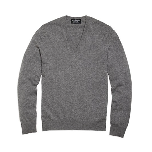 Country Club Lightweight Cashmere V-Neck - Grey Flannel